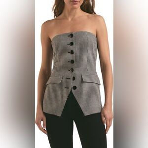 Favorite Daughter The Phoebe Strapless Black and White Houndstooth Bustier Top
